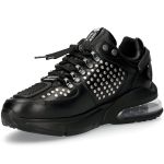 Black Leather New Rock Chrono Shoes with Studs