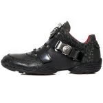 Black Floral Leather New Rock ABS Shoes