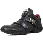 Black Floral Leather New Rock ABS Shoes