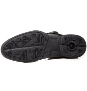 Black Floral Leather New Rock ABS Shoes