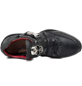 Black Floral Leather New Rock ABS Shoes