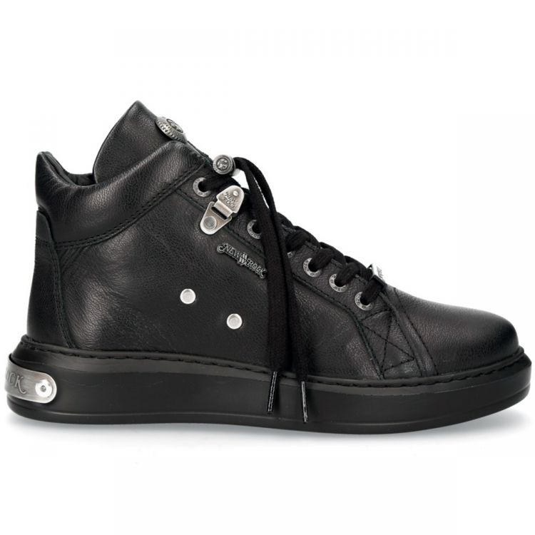 Black Luxor Leather New Rock Pisa High-Top Shoes