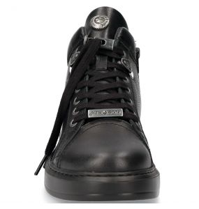Black Luxor Leather New Rock Pisa High-Top Shoes