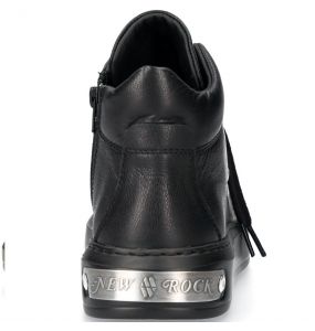 Black Luxor Leather New Rock Pisa High-Top Shoes