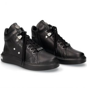Chaussures Montantes New Rock Pisa en Cuir Luxor Noir