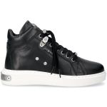 Black Leather New Rock Pisa High-Top Shoes with White Soles