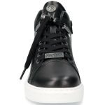 Black Leather New Rock Pisa High-Top Shoes with White Soles