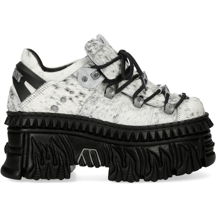  Silver Fur New Rock Fire Platform Shoes