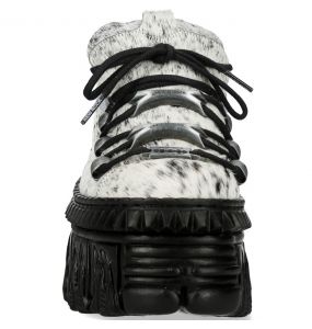  Silver Fur New Rock Fire Platform Shoes