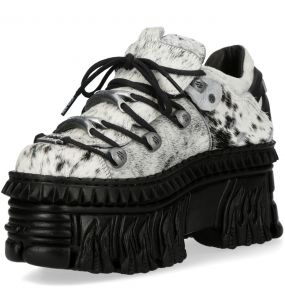  Silver Fur New Rock Fire Platform Shoes