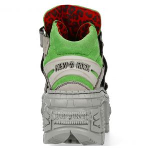 Green and Alaska Pearl New Rock Tank Platform Shoes