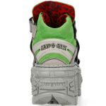 Green and Alaska Pearl New Rock Tank Platform Shoes