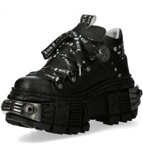 Chaussures New Rock Tank Power en Cuir Vegan Noir