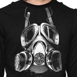Black Long Sleeve Sweater 'Printed Gas Mask'