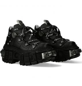 Chaussures New Rock Tank Power en Cuir Vegan Noir