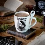 Porcelain 'Poe's Raven' Mug and Spoon Set