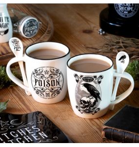Ensemble Mug et Cuillère 'Poe's Raven' en Porcelaine