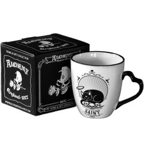 Mug 'Saint/Sinner' en Porcelaine avec Anse en Forme de Cœur