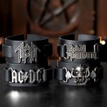Black Iron Maiden Logo Leather Wrist Strap