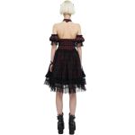 Red and Black Tartan 'Bardot' Asymmetrical Dress