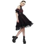 Red and Black Tartan 'Bardot' Asymmetrical Dress