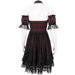 Red and Black Tartan 'Bardot' Asymmetrical Dress