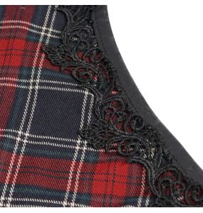 Red and Black Tartan 'Bardot' Asymmetrical Dress