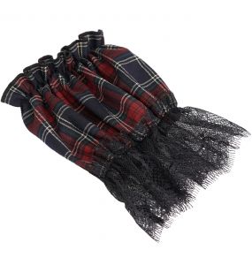 Red and Black Tartan 'Bardot' Asymmetrical Dress