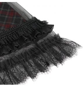 Red and Black Tartan 'Bardot' Asymmetrical Dress