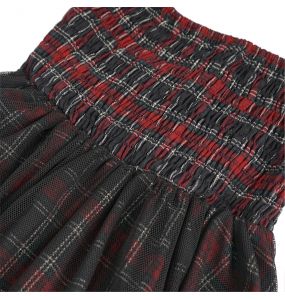 Robe Asymétrique 'Bardot' en Tartan Rouge et Noire