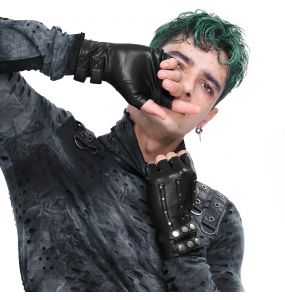 Mitaines pour Hommes 'Midnight Bloom' en Cuir Vegan Noir