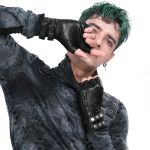 Mitaines pour Hommes 'Midnight Bloom' en Cuir Vegan Noir