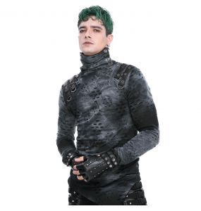 Mitaines pour Hommes 'Midnight Bloom' en Cuir Vegan Noir