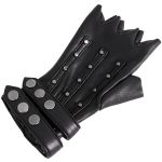 Black Vegan Leather 'Midnight Bloom' Males Fingerless Gloves