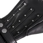 Black Vegan Leather 'Midnight Bloom' Males Fingerless Gloves