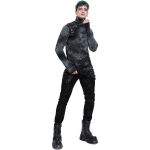 Black Vegan Leather 'Midnight Bloom' Males Fingerless Gloves