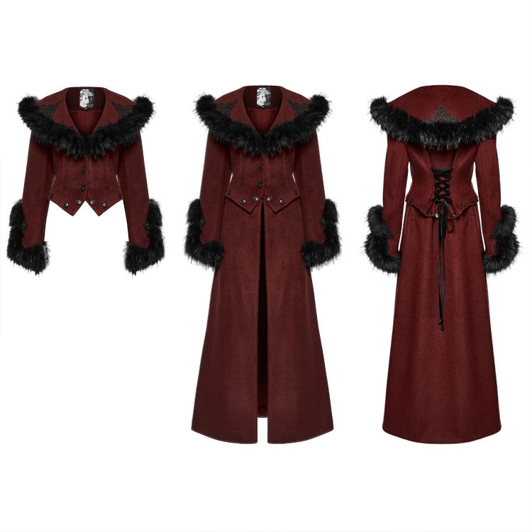 Manteau Veste Deux-En-Un 'Anastasia' Rouge et Noir