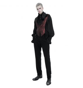 Black and Burgundy 'Edgar' Tailcoat
