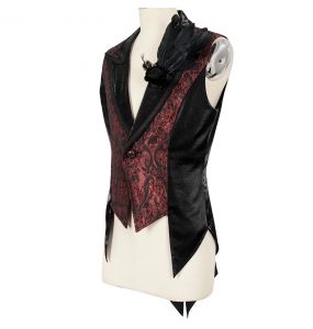 Gilet Queue de Pie 'Edgar' Noir et Bordeaux