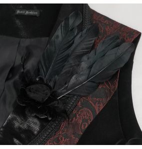 Black and Burgundy 'Edgar' Tailcoat