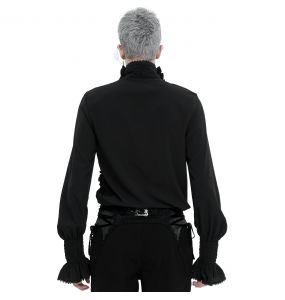 Chemise Victorienne 'Edgar' en Mousseline Noire