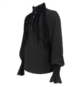 Chemise Victorienne 'Edgar' en Mousseline Noire