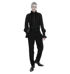 Chemise Victorienne 'Edgar' en Mousseline Noire
