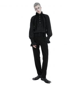 Chemise Victorienne 'Edgar' en Mousseline Noire