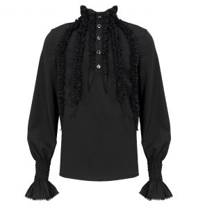 Chemise Victorienne 'Edgar' en Mousseline Noire