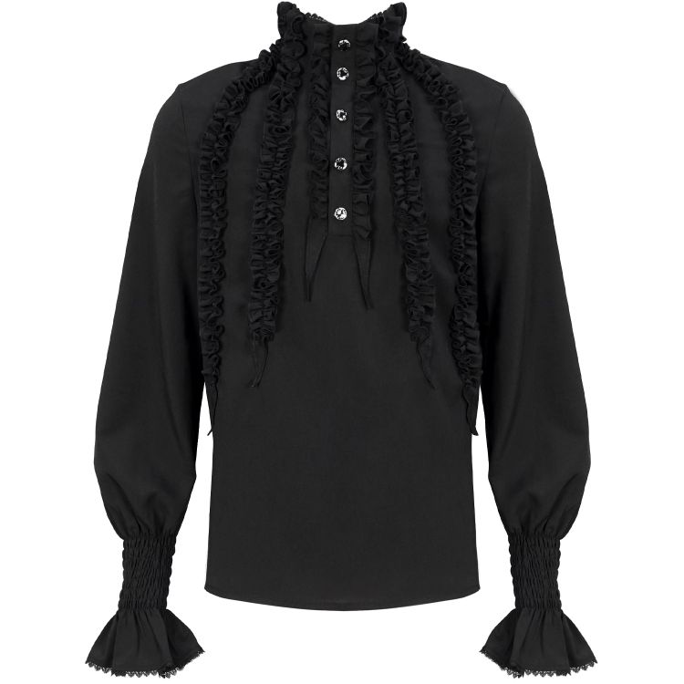 Chemise Victorienne 'Edgar' en Mousseline Noire