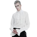 Chemise Victorienne 'Edgar' en Mousseline Blanche