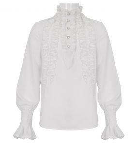 Chemise Victorienne 'Edgar' en Mousseline Blanche