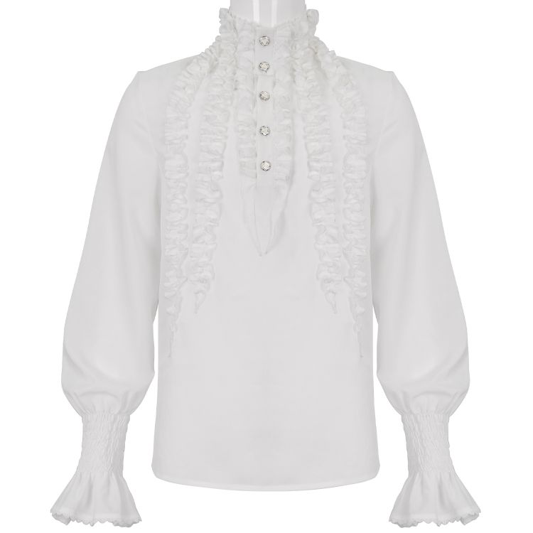 Chemise Victorienne 'Edgar' en Mousseline Blanche