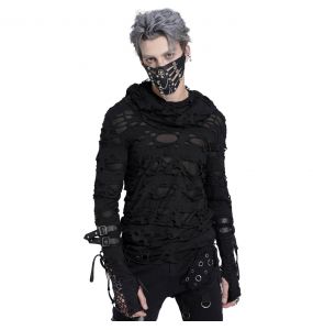 Black 'Gothic Damage' Hoodie Top